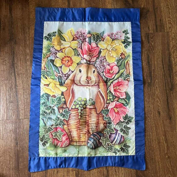 Unbranded Other - Easter Bunny Rabbit Flowers & Eggs Garden Flag Colorful